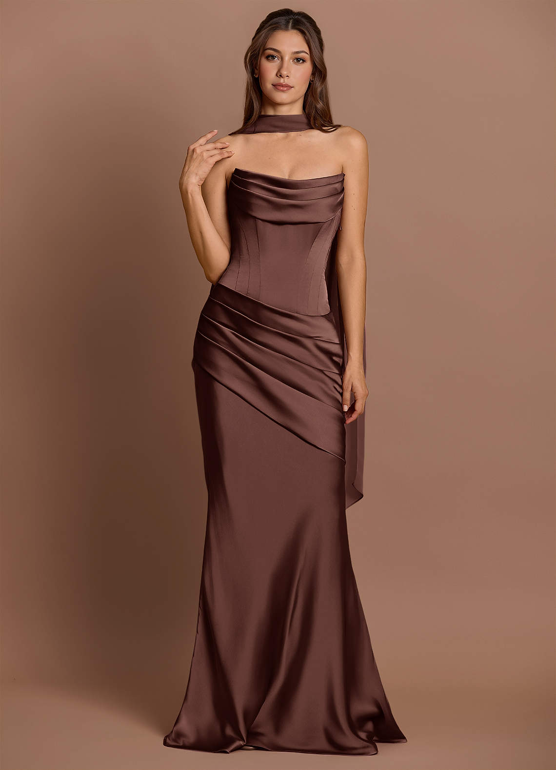 Pelagia Mocha Coco Maxi Dress | Azazie