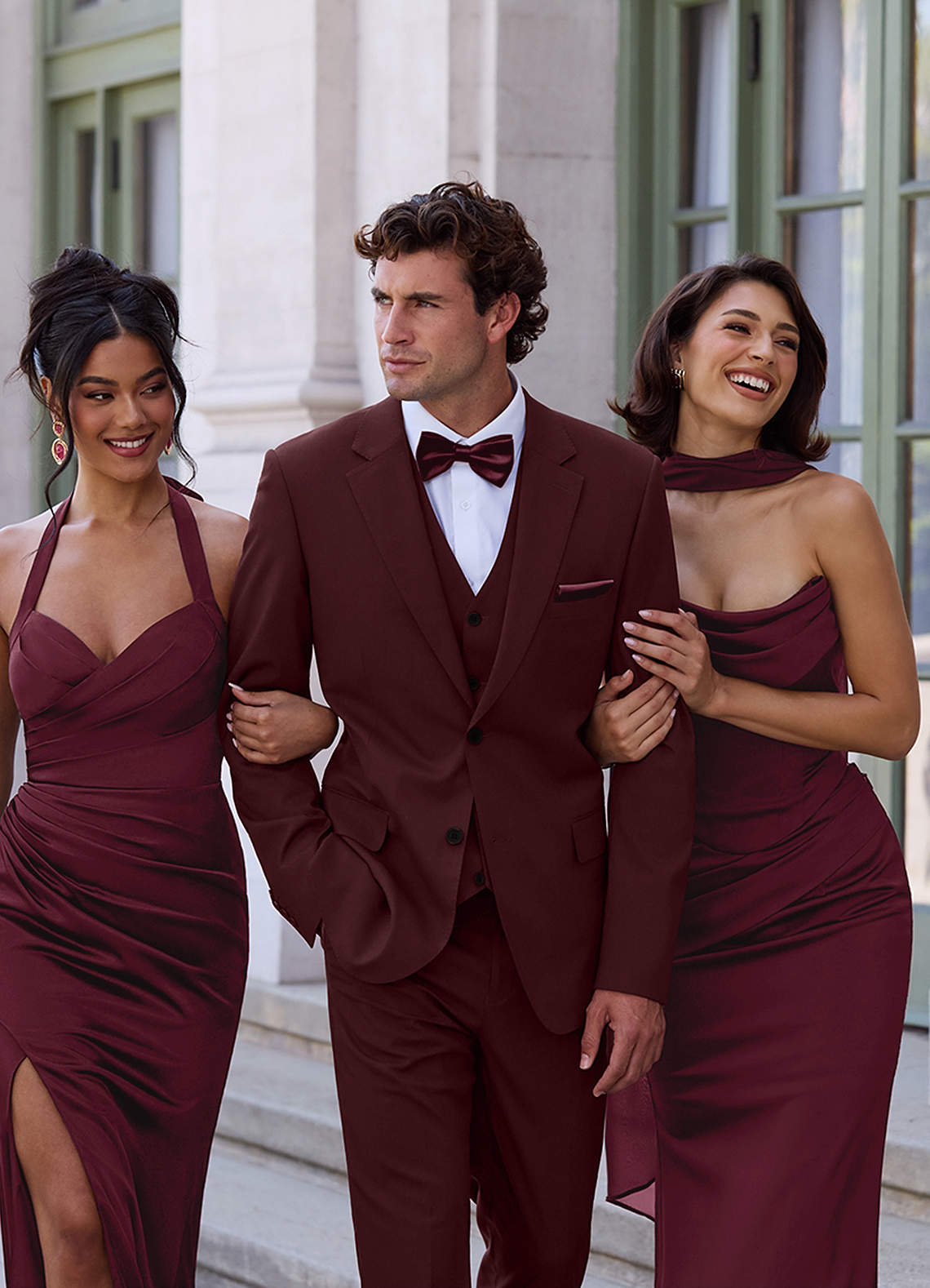 front Ethan Cabernet Refined Weave Performance Suit