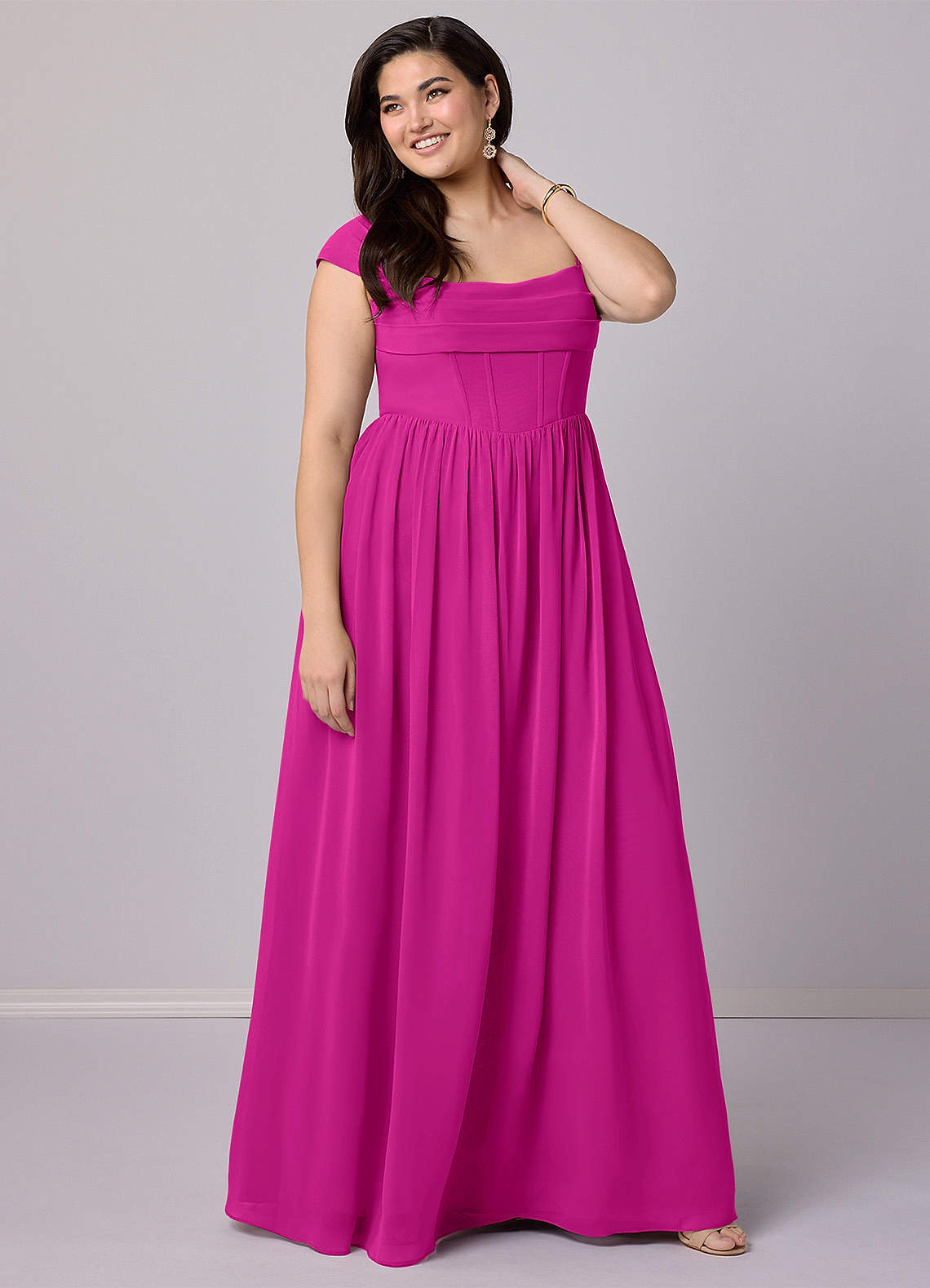 Barbie ♥ Azazie Bridesmaid Dresses Fuchsia A-Line Corset Chiffon Dress image9