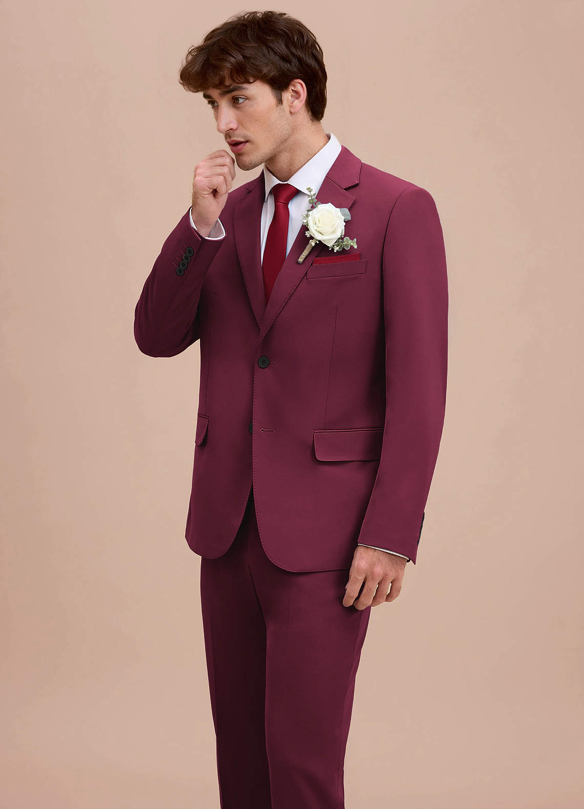 front Ethan Burgundy Refined Weave Performance Suit Jacket