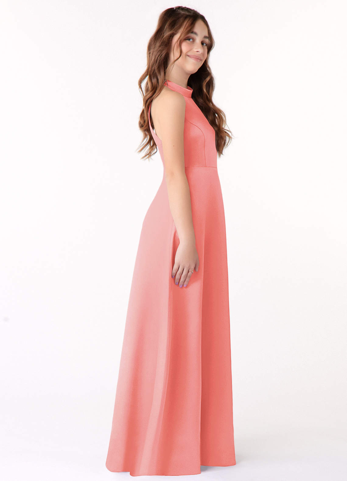 Azazie Laurel Junior Bridesmaid Dress in Coral | Azazie