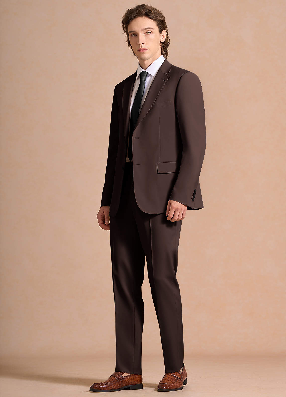 front James Ganache Structured Stretch Suit