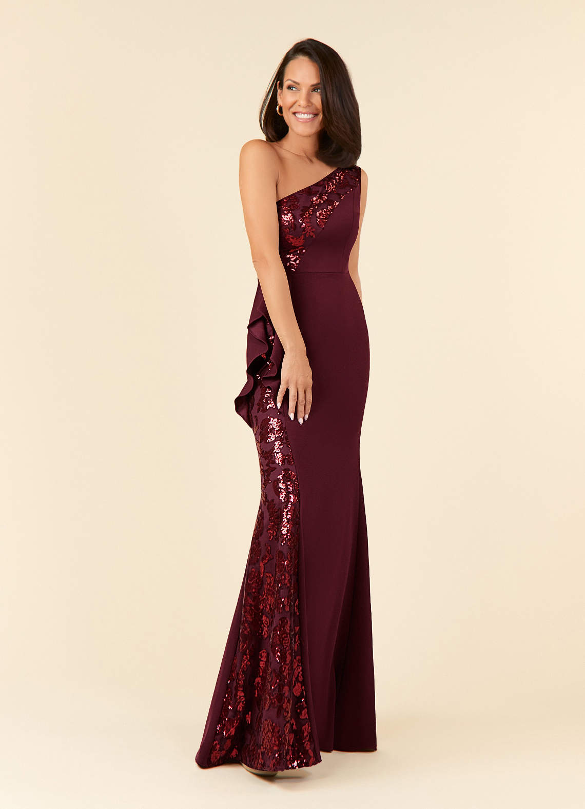 Azazie Aria Abiti per la Madre della Sposa Abito Sirena in Pizzo Lustrini Cabernet image3