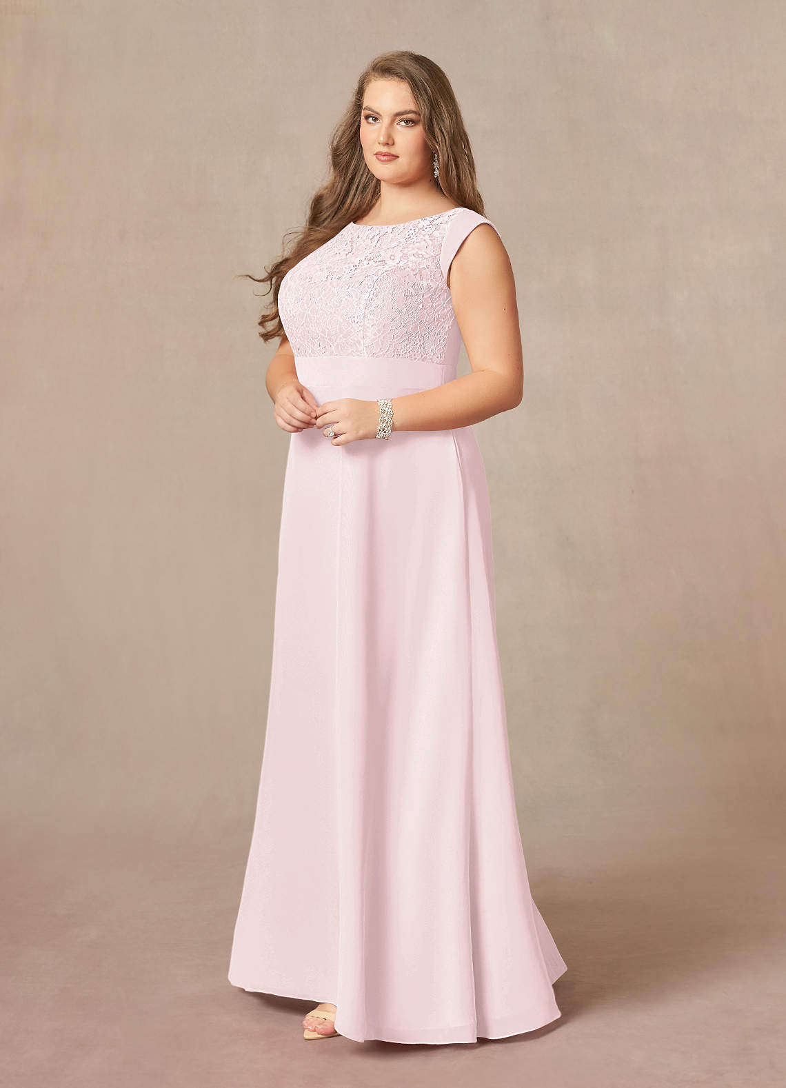 Azazie Bettina Mother of the Bride Dresses Blushing Pink A-Line Lace Chiffon Dress image1