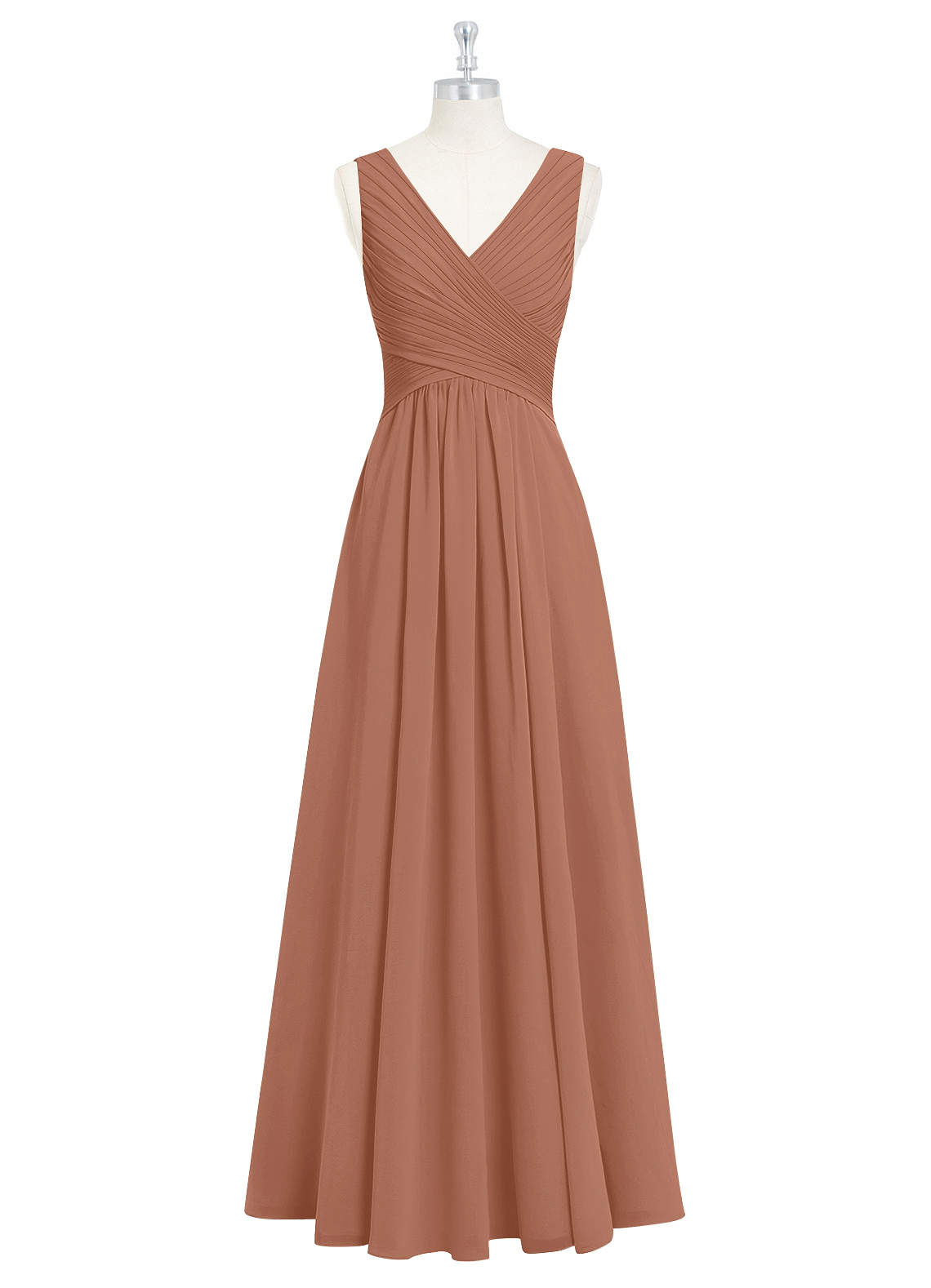 Azazie A-Line V-Neck Floor-Length Chiffon Bridesmaid Dresses - Bronzer