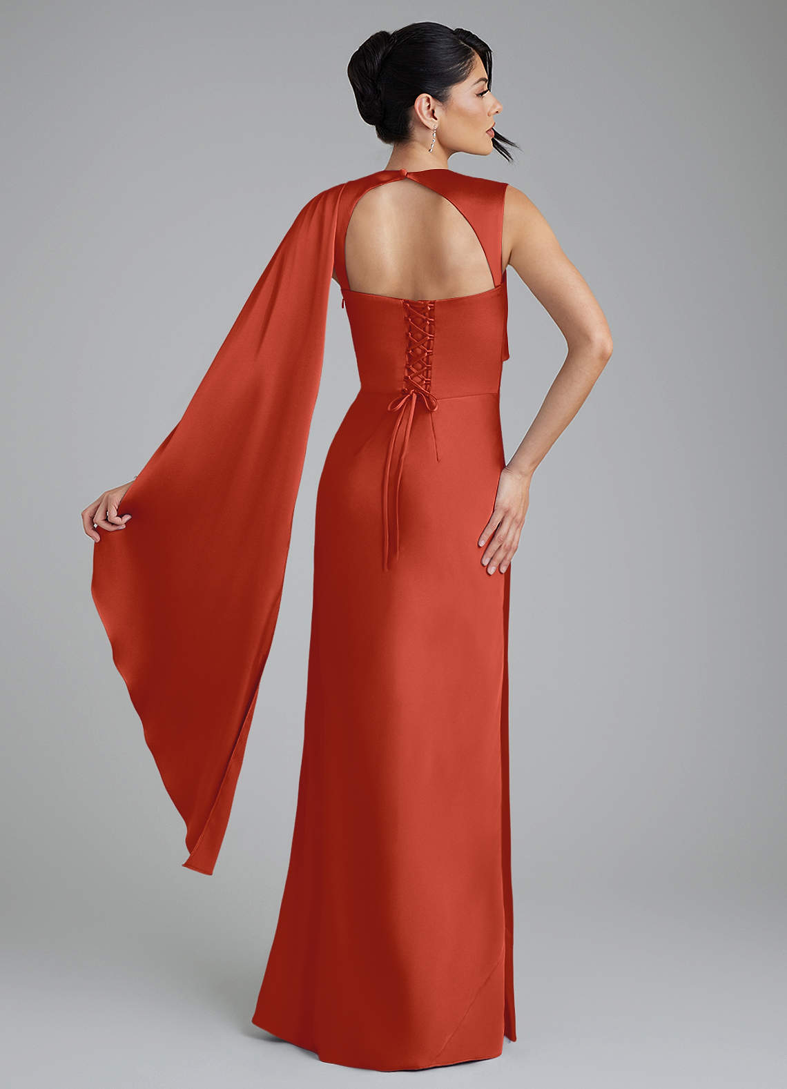 rust corset dress Azazie Taj