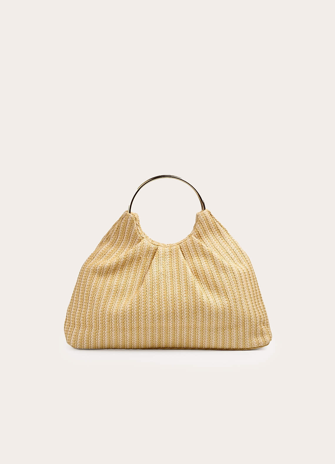 front Studded Woven Handbag