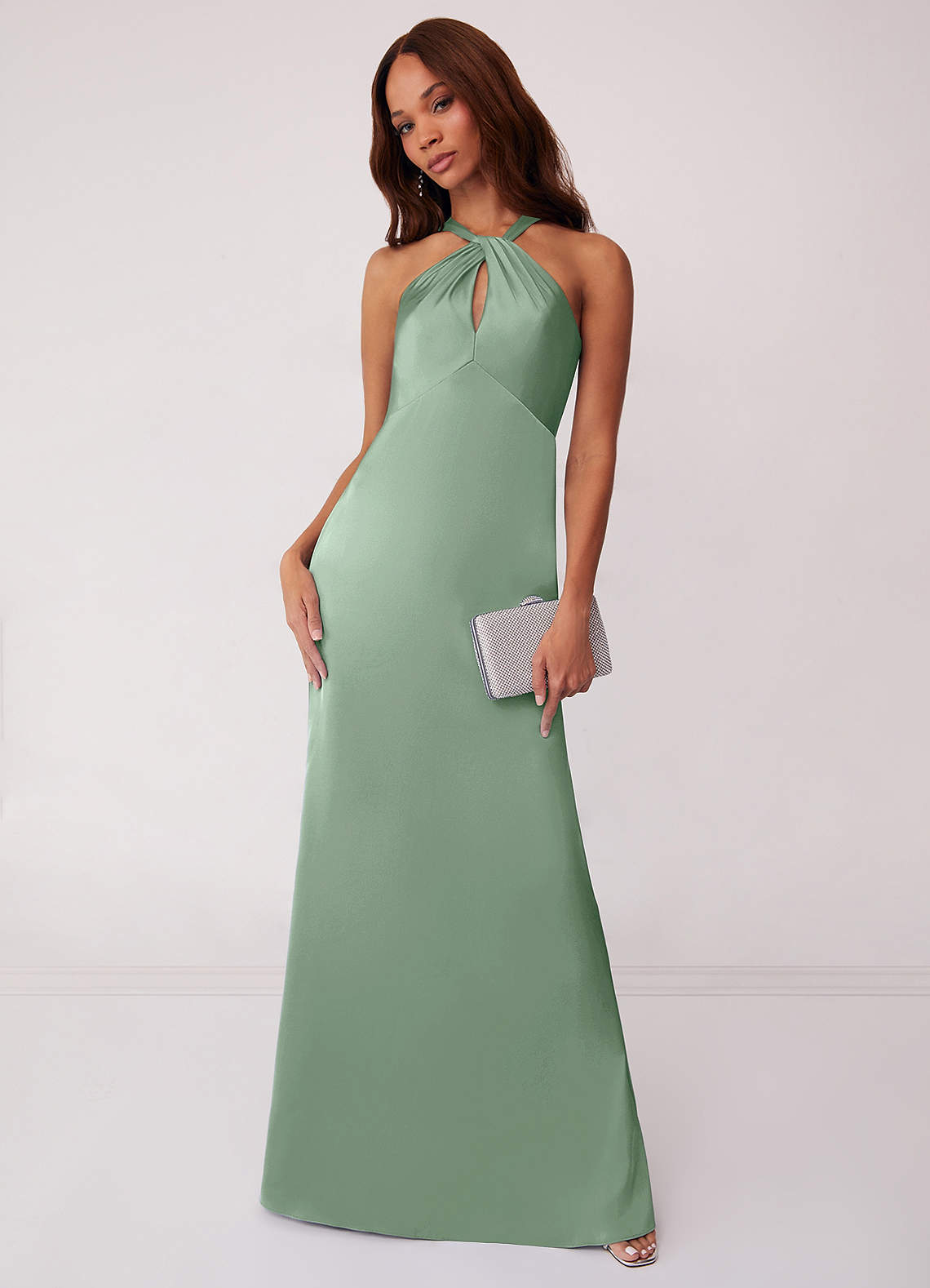 Barbie ♥ Azazie Brautjungfernkleider Etui Stretch-Satin Kleid Agave image1