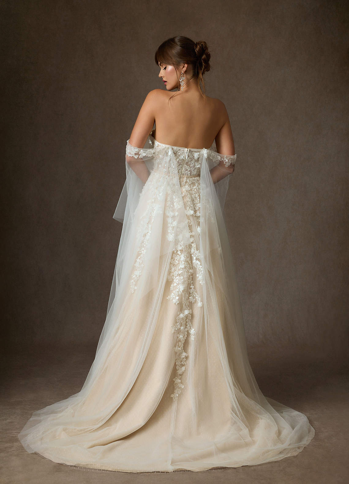 Azazie Wynery Wedding Dresses Diamond White Champagne Ball-Gown Off the Shoulder Lace Dress image4