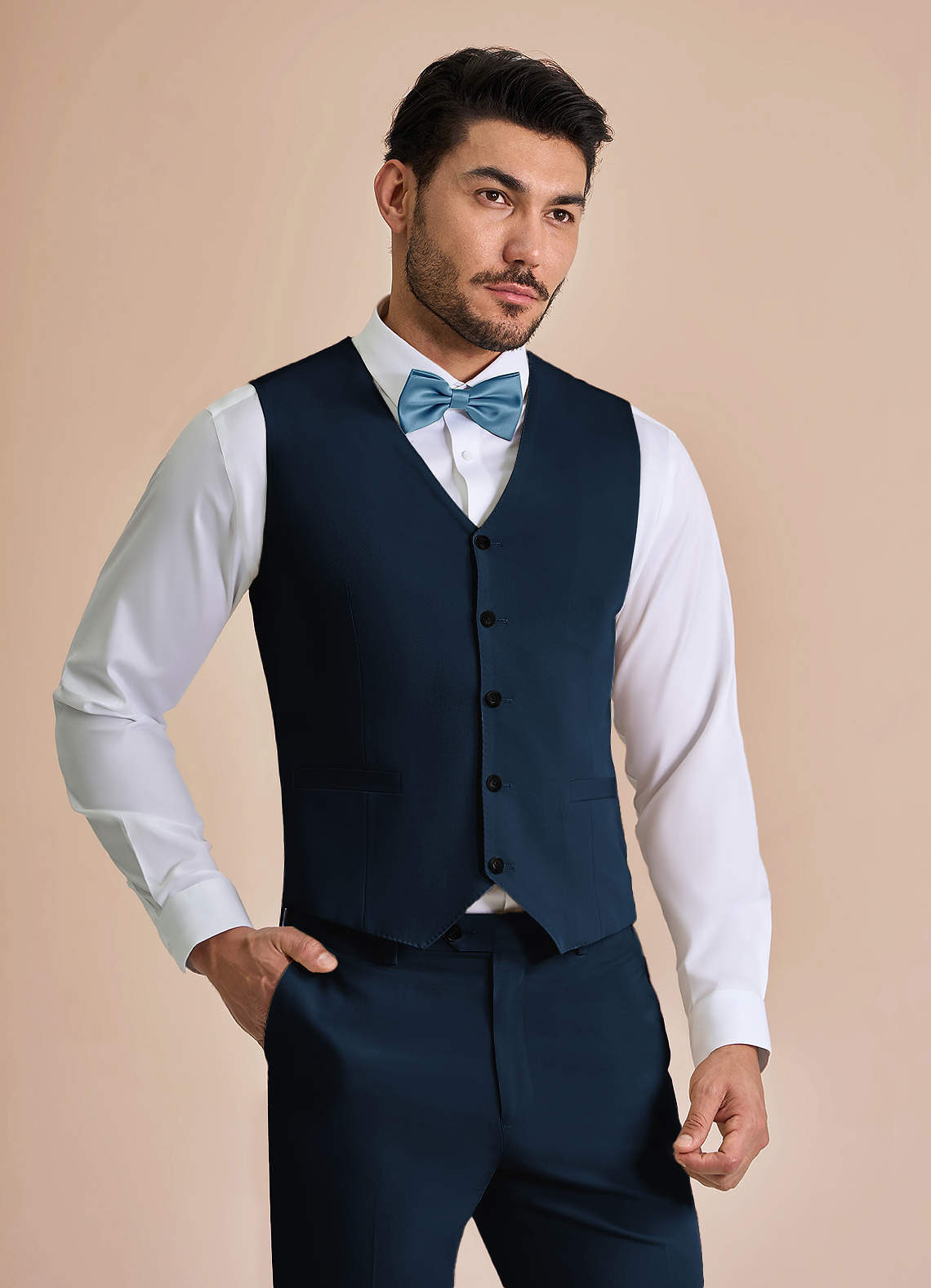 front William Navy Blue Comfort Blend Suit Vest