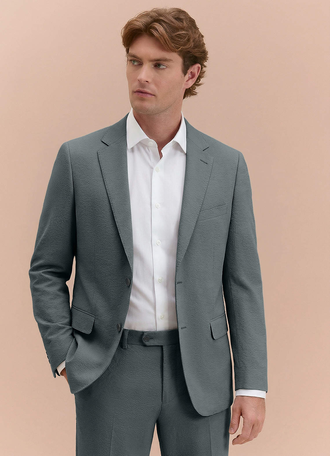 Miles Grey Seersucker Suit Jacket | Classic Long Suit Jackets | Azazie