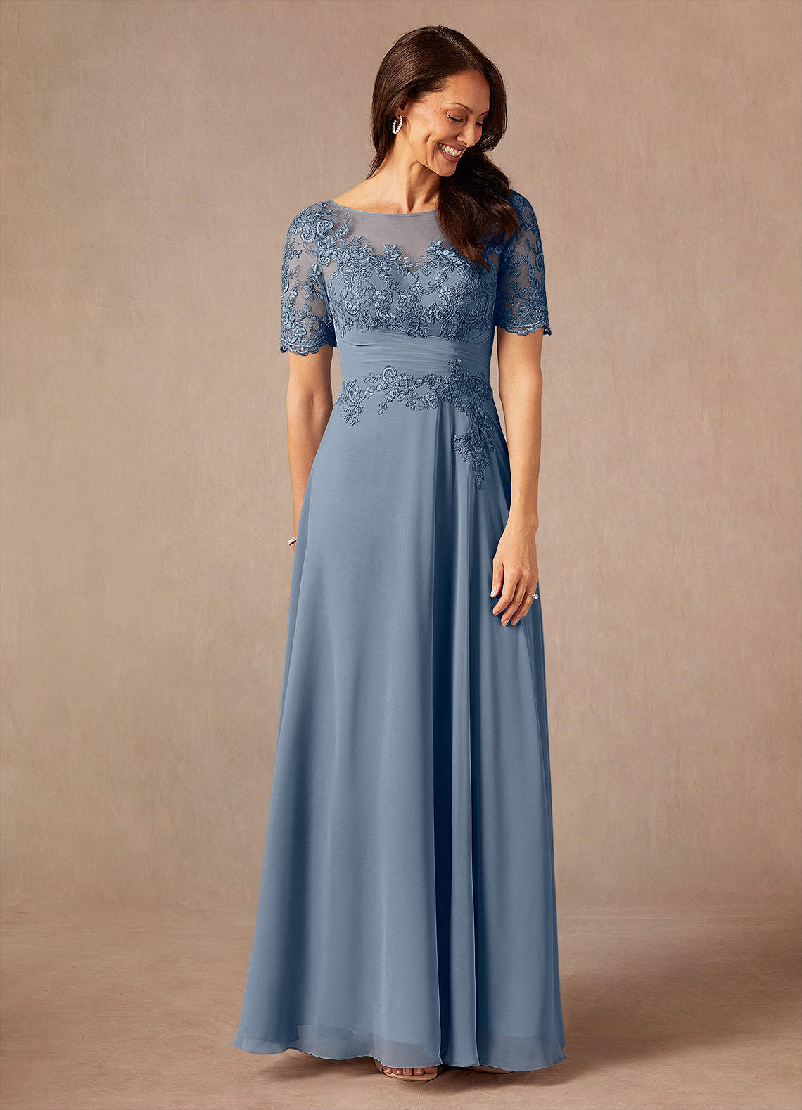Azazie Raissa Mother of the Bride Dresses Twilight A-Line Lace Chiffon Dress image6