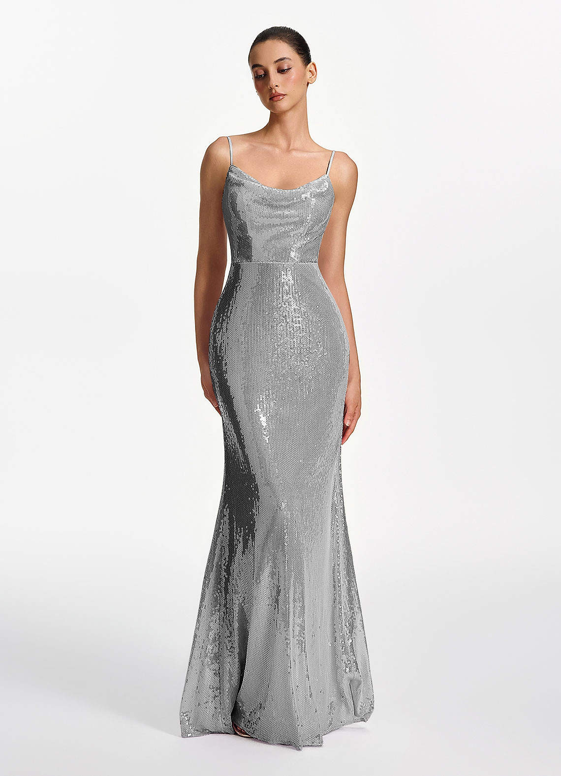 grey sequin mermaid dress Azazie Plus Size 2026 Corset Lace Up Prom Gray Gown sparkly silver prom dress
