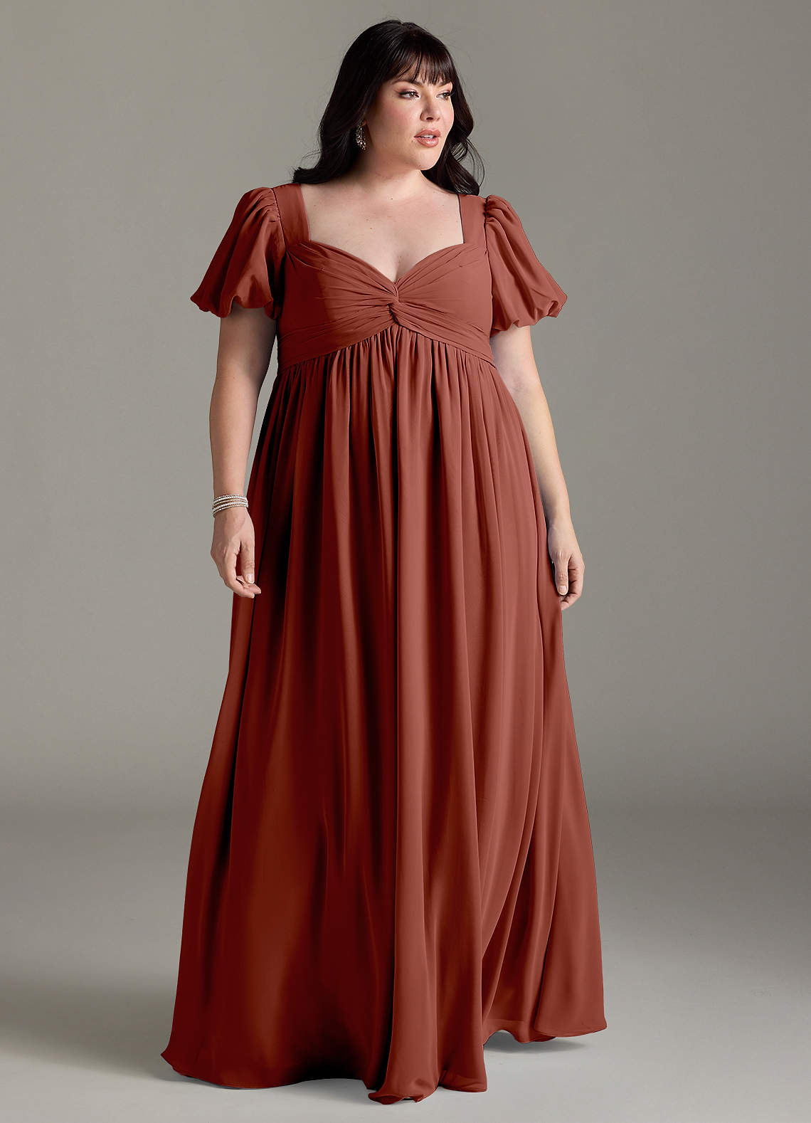 Azazie Madisynn Probar vestidos en casa Vestido de Lazo Hasta el suelo Gasa image4