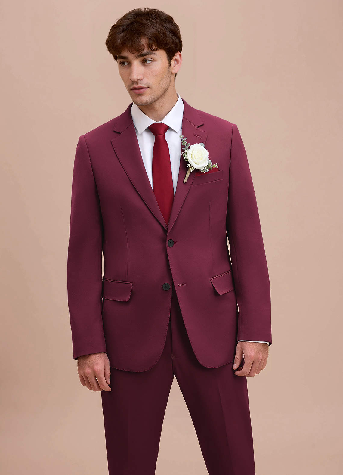 front Ethan Burgundy Refined Weave Performance Suit Jacket