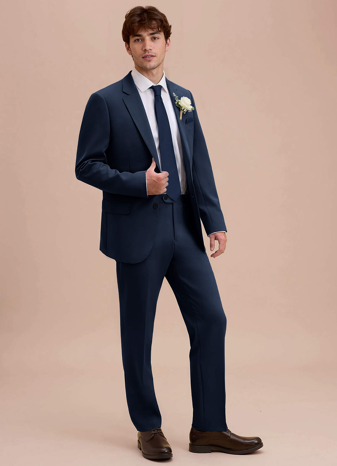 front Ethan Dark Navy Refined Weave Suit