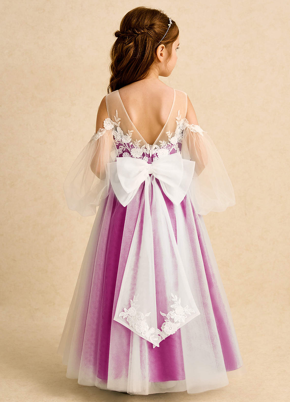 Azazie Zimi vestidos de niña de las flores Vestido de Fucsia de Tul de Princesa con Escote de Corazón image1
