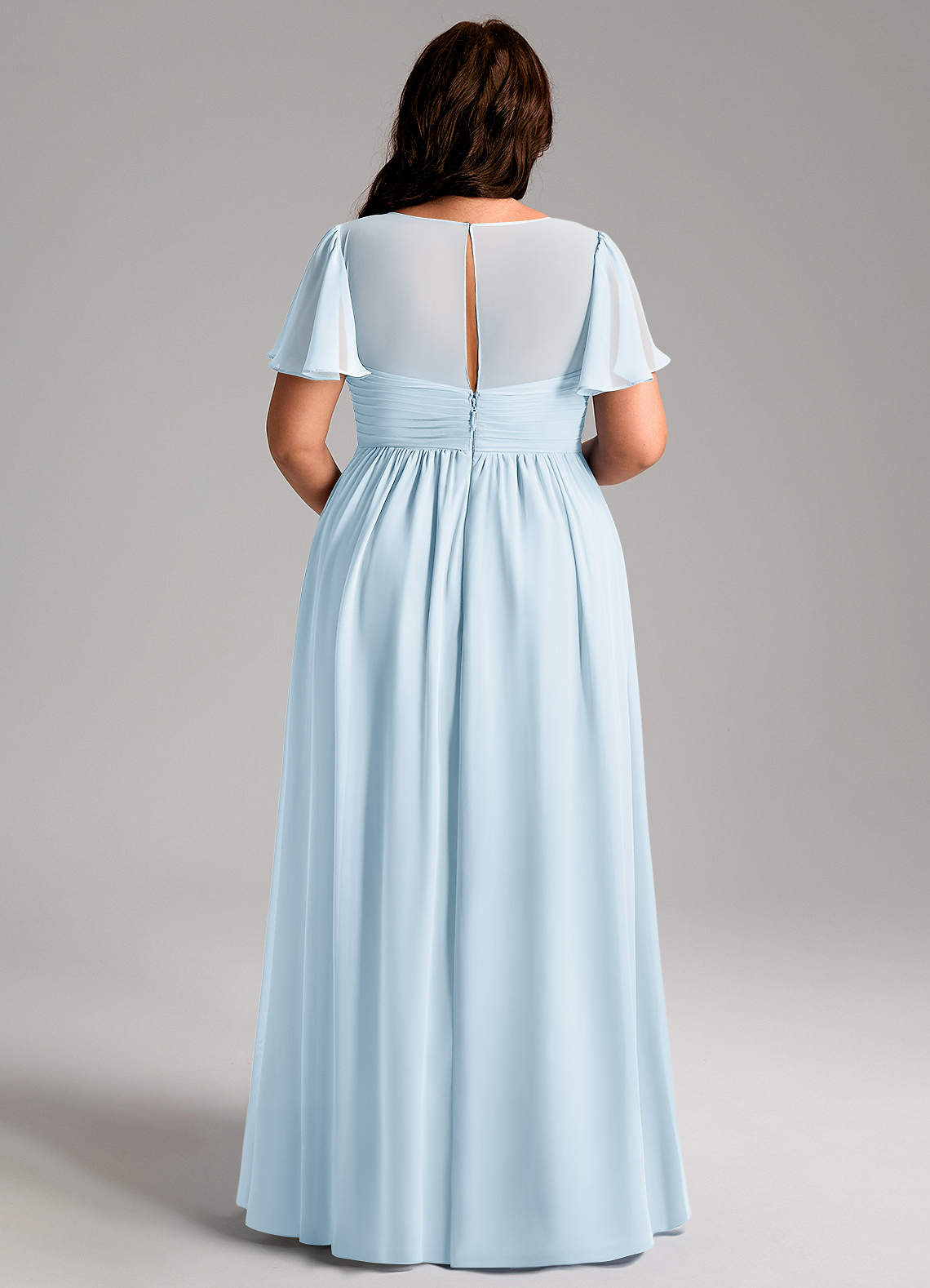 Azazie Verna Maternity Bridesmaid Dresses A-Line V-Neck Ruched Chiffon Floor-Length Dress image11