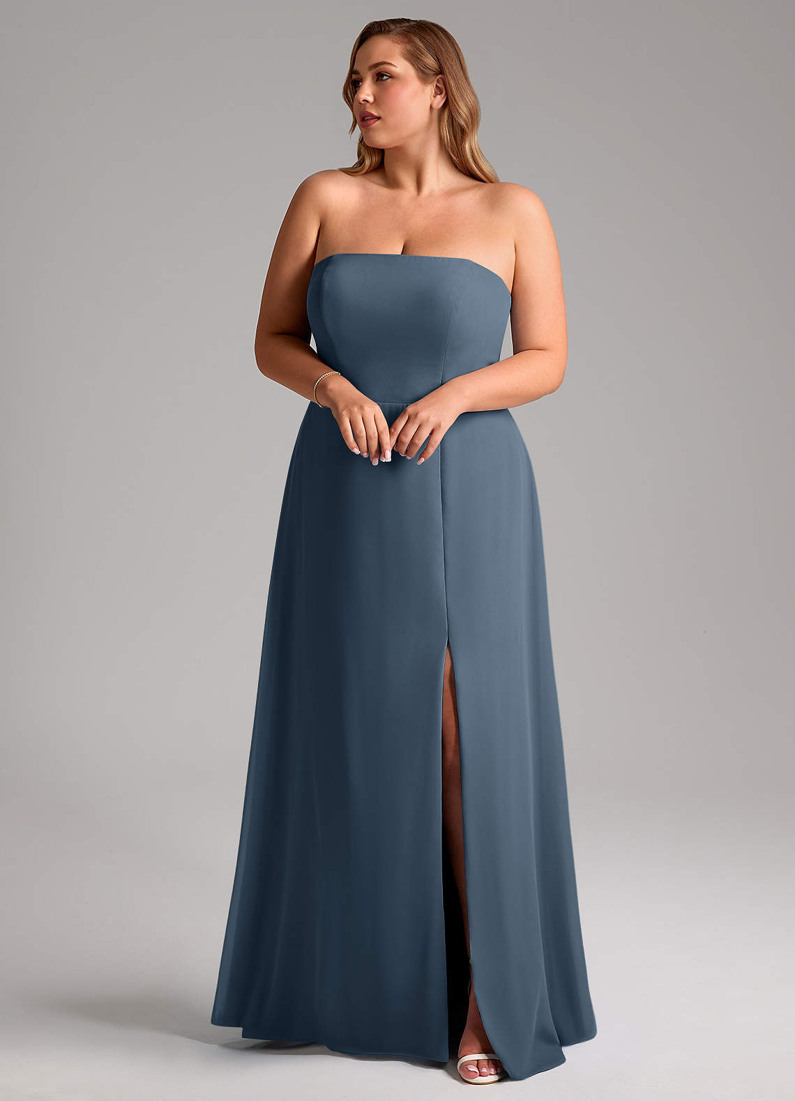 Azazie Wren Bridesmaid Dresses Neptune A-Line Side Slit Chiffon Convertible Dress image1