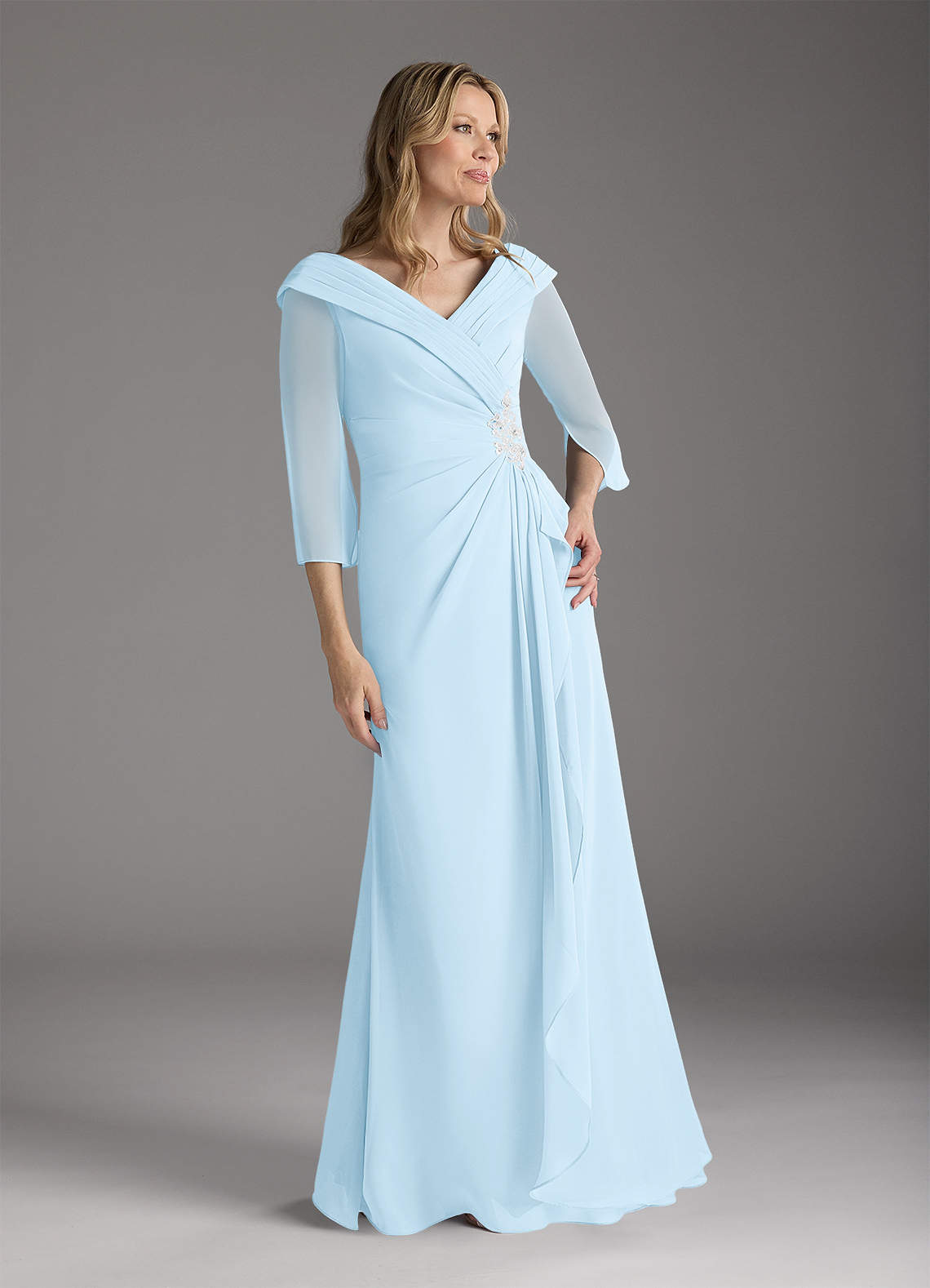 Azazie Jaycee vestidos de madre de la novia Vestido de Azul Cielo de Gasa de Corte En A image1