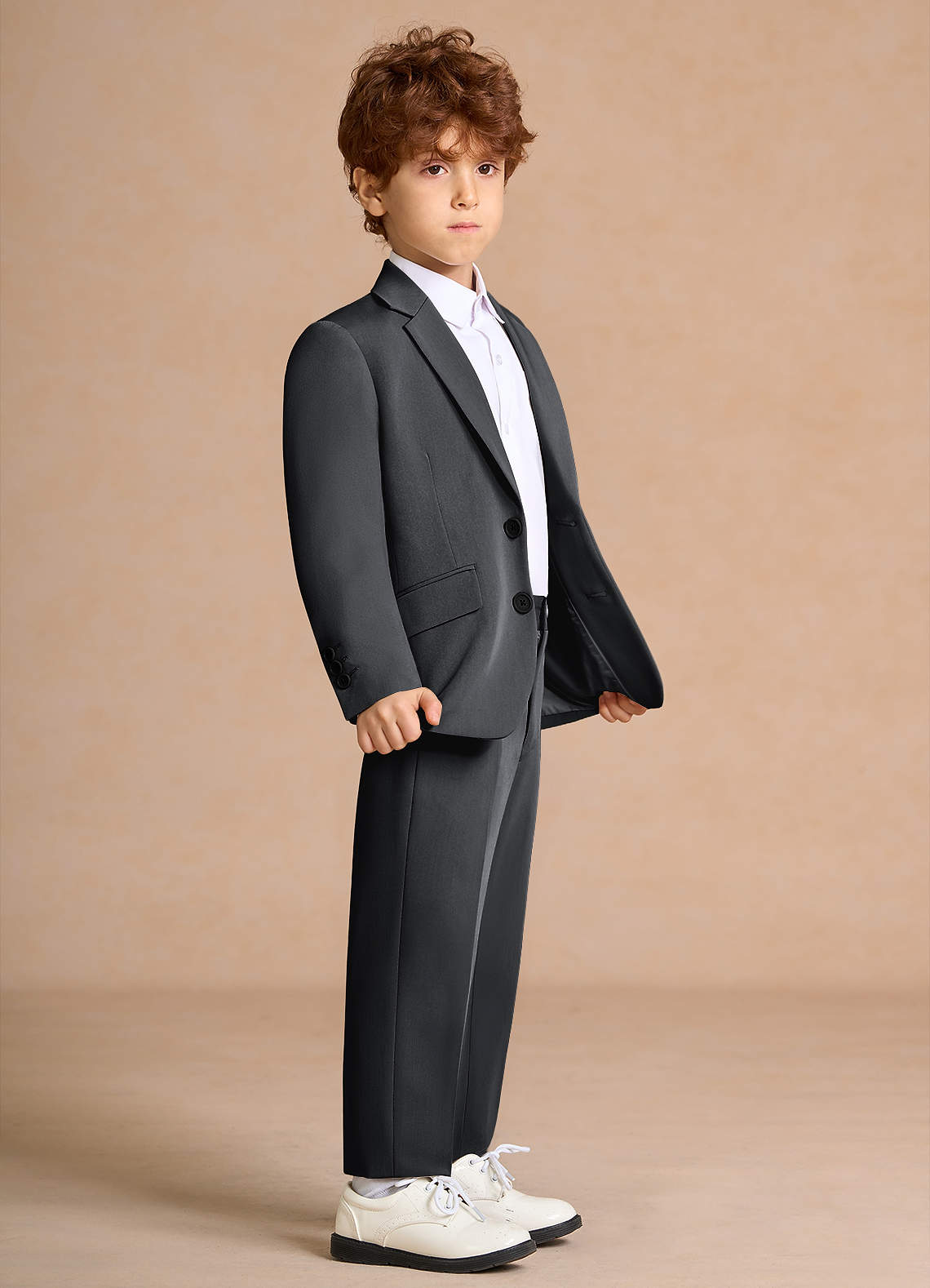 front Oliver Charcoal Boys 2-Piece Suit