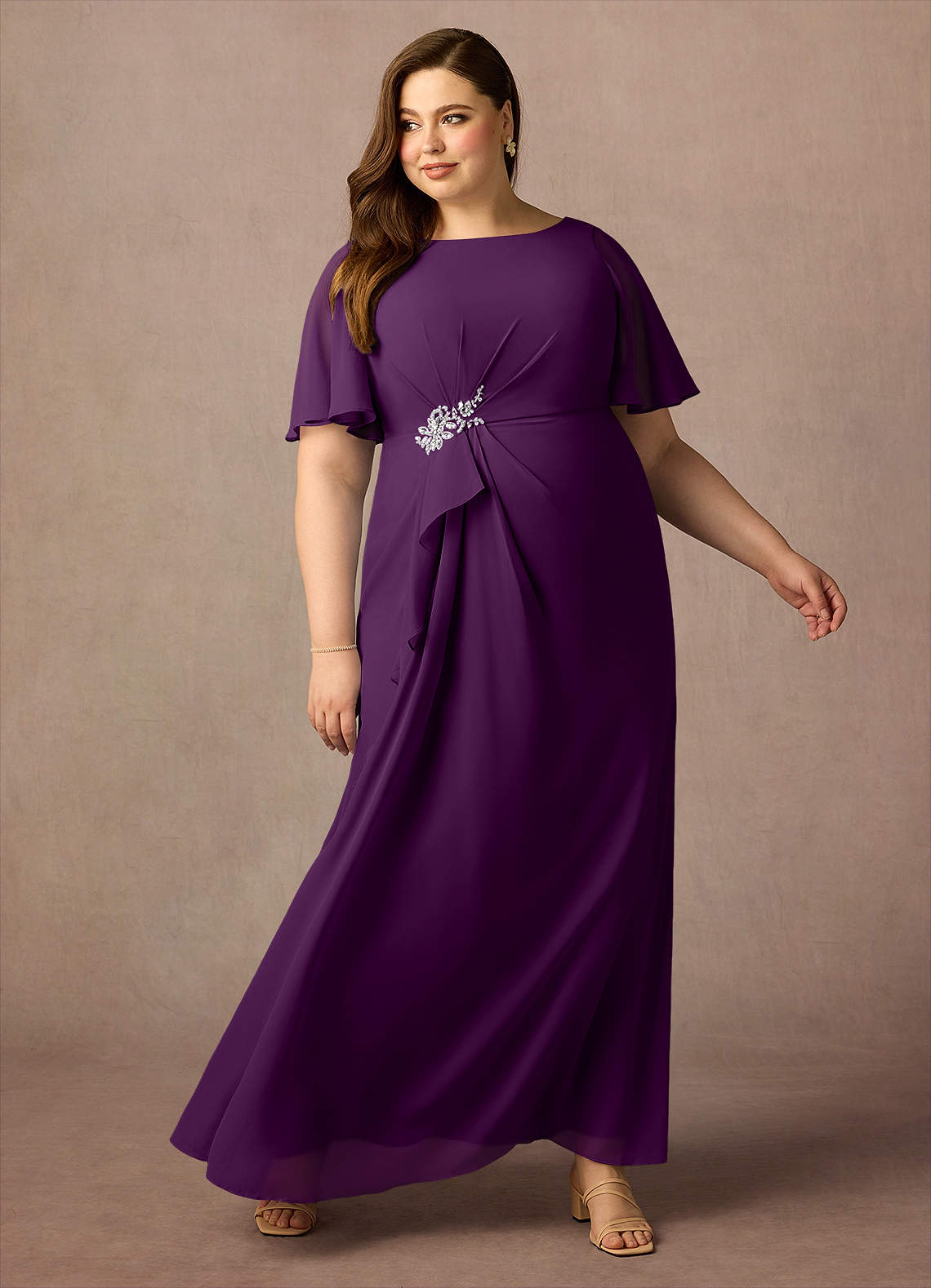 Azazie Rain Mother of the Bride Dresses Grape Sheath Beaded Chiffon Dress image4