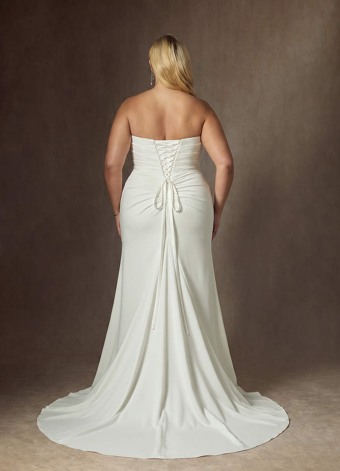 Azazie Elyse Wedding Dresses Diamond White Mermaid Strapless Crepe Back Satin Dress image1