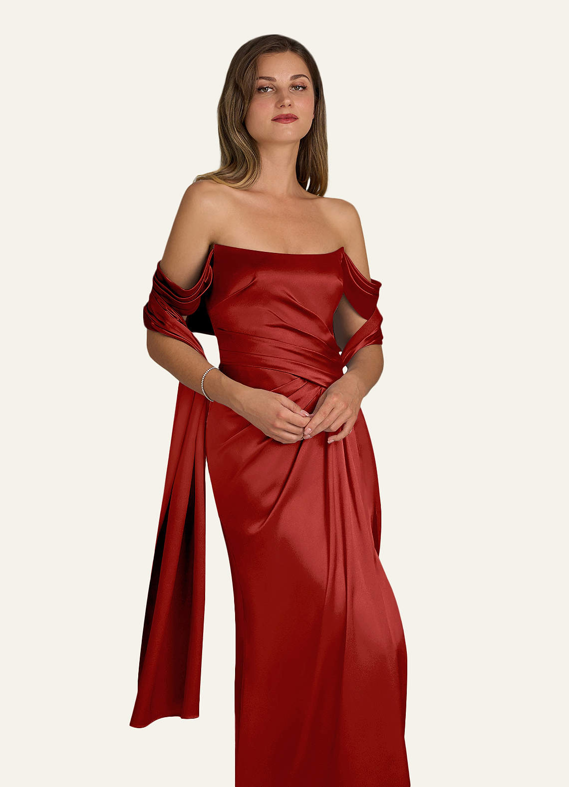 front Azazie Matching Color Metallic Satin Shawl