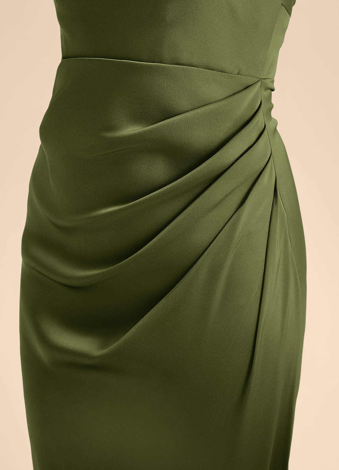 Azazie Renna Junior Vestido de Oliva de Satén Elástico de Corte en A con Plisado image6