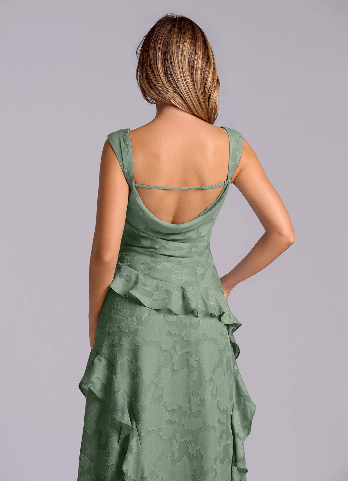 Azazie Sloane Morsiusneito Mekot A-linja Sydänpääntie Floral Burnout Lattian pituus Mekko image6