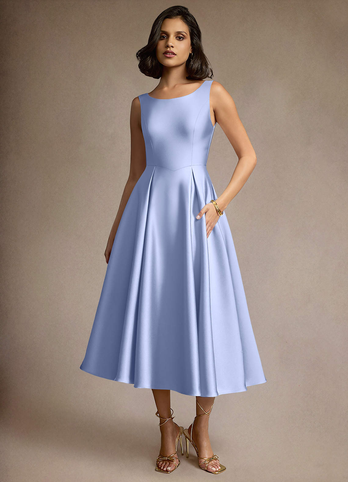 navy blue dress for baby girl Satin Soft Cup A-Line Mini Dress in Periwinkle main image 1