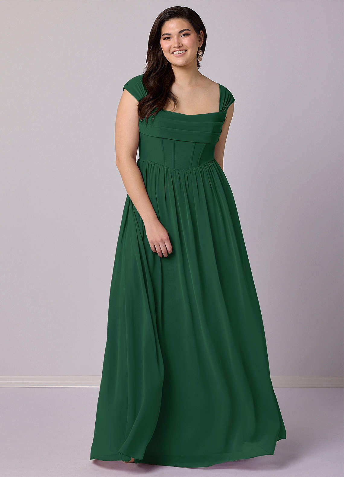 Barbie ♥ Azazie Bridesmaid Dresses Dark Green A-Line Corset Chiffon Dress image11