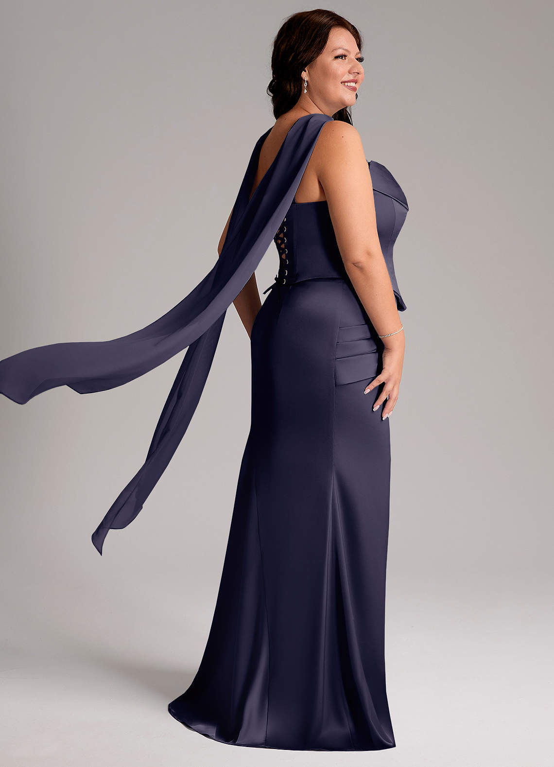 Azazie Sorrel Bridesmaid Dresses Stormy Mermaid Strapless Stretch Satin Convertible Dress image7