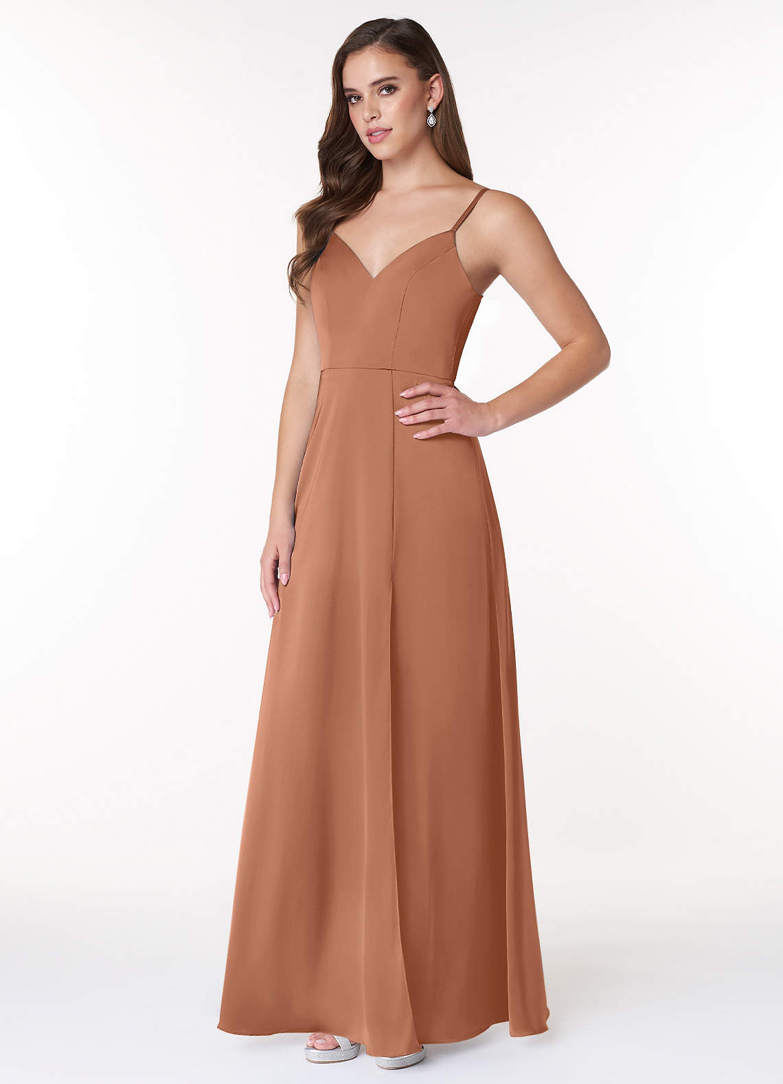Bronzer Azazie Alexandria Stretch Satin Dress Bridesmaid Dresses Azazie