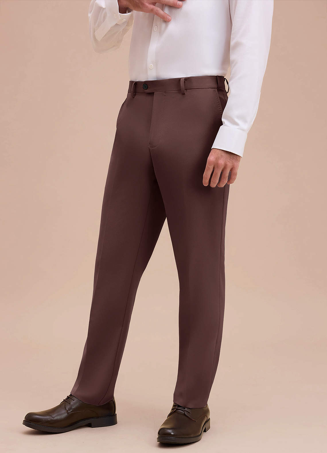 front Ethan Espresso Refined Weave Dress Pants