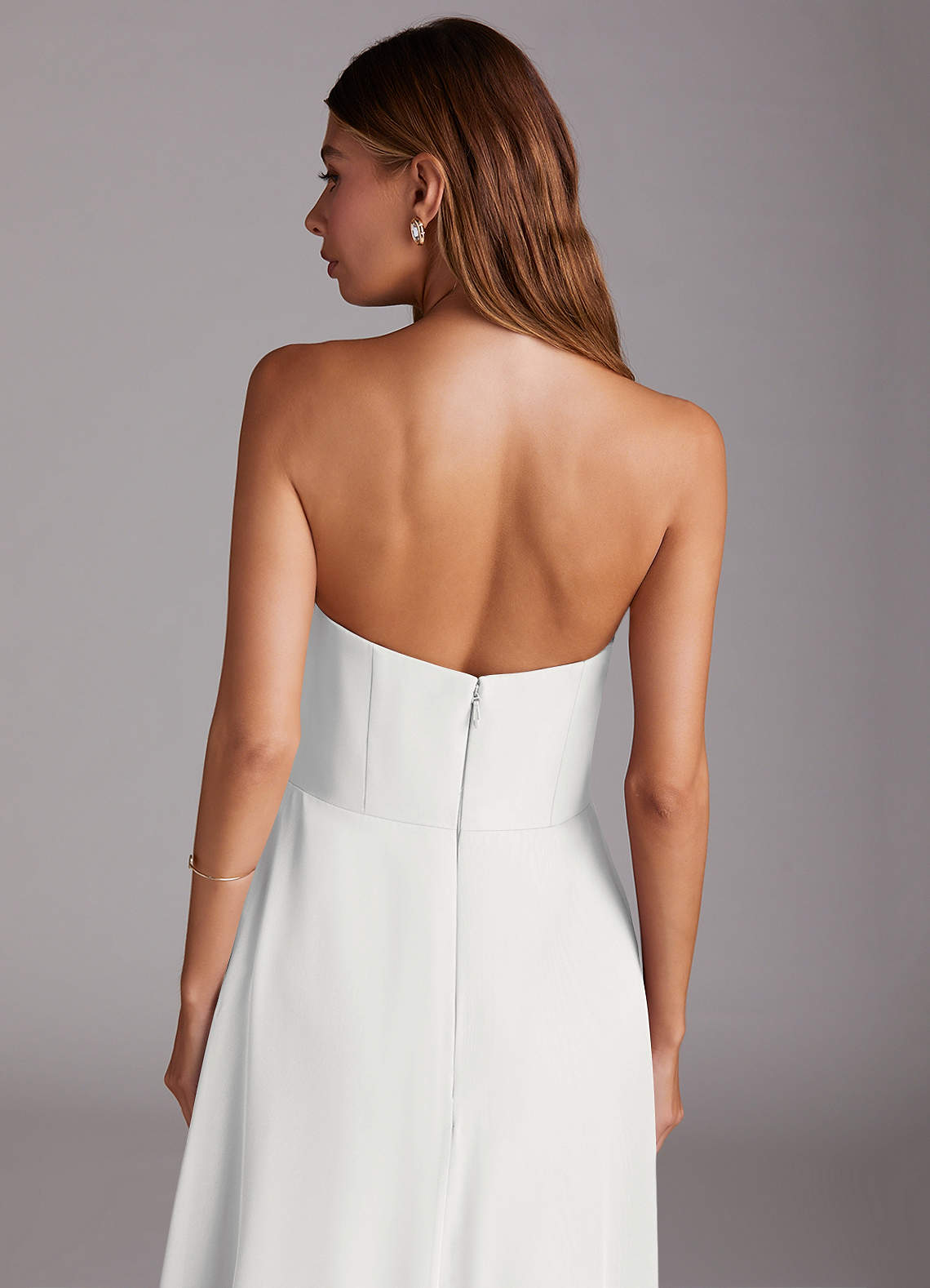 Azazie Wren Bridesmaid Dresses White A-Line Strapless Chiffon Dress image7