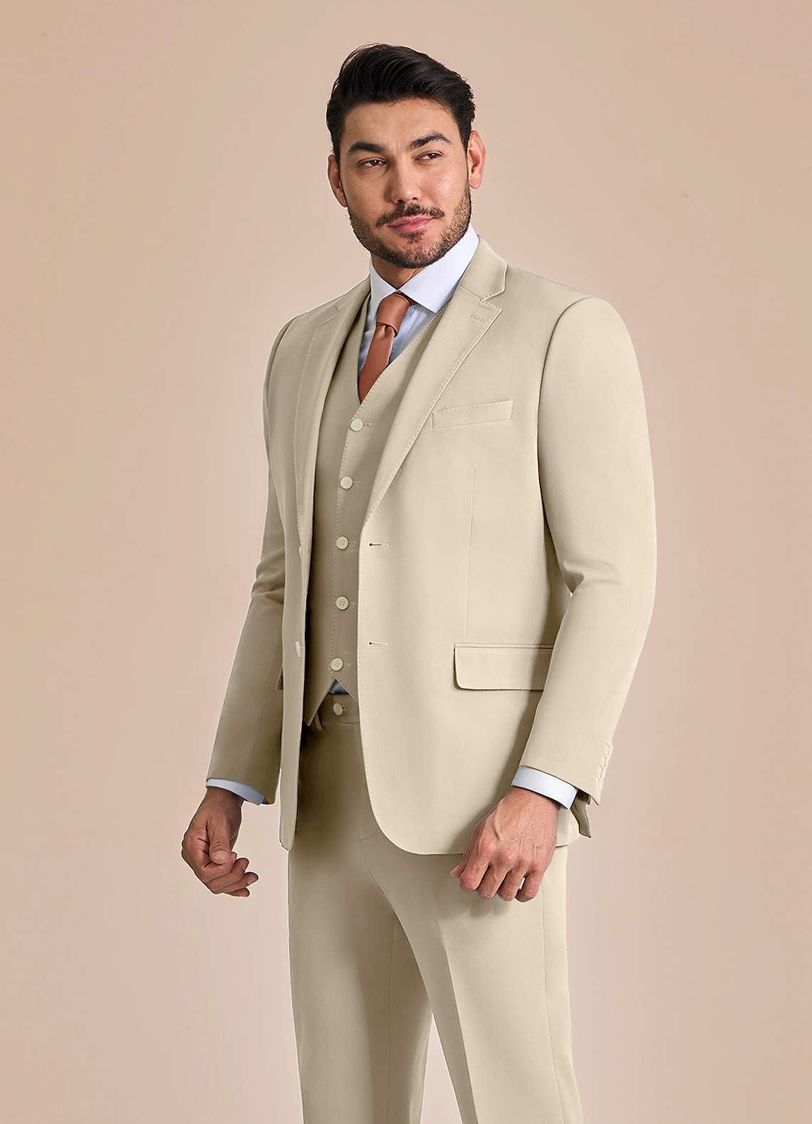 front James Tan Structured Stretch Suit Jacket