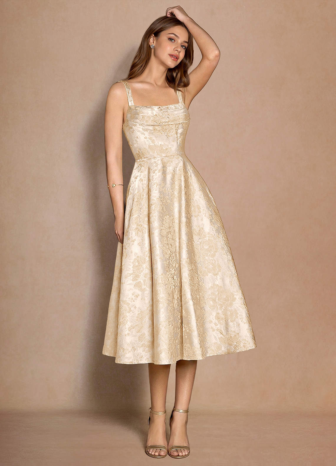 Melusine Vintage Champagne Midi Dress | Azazie