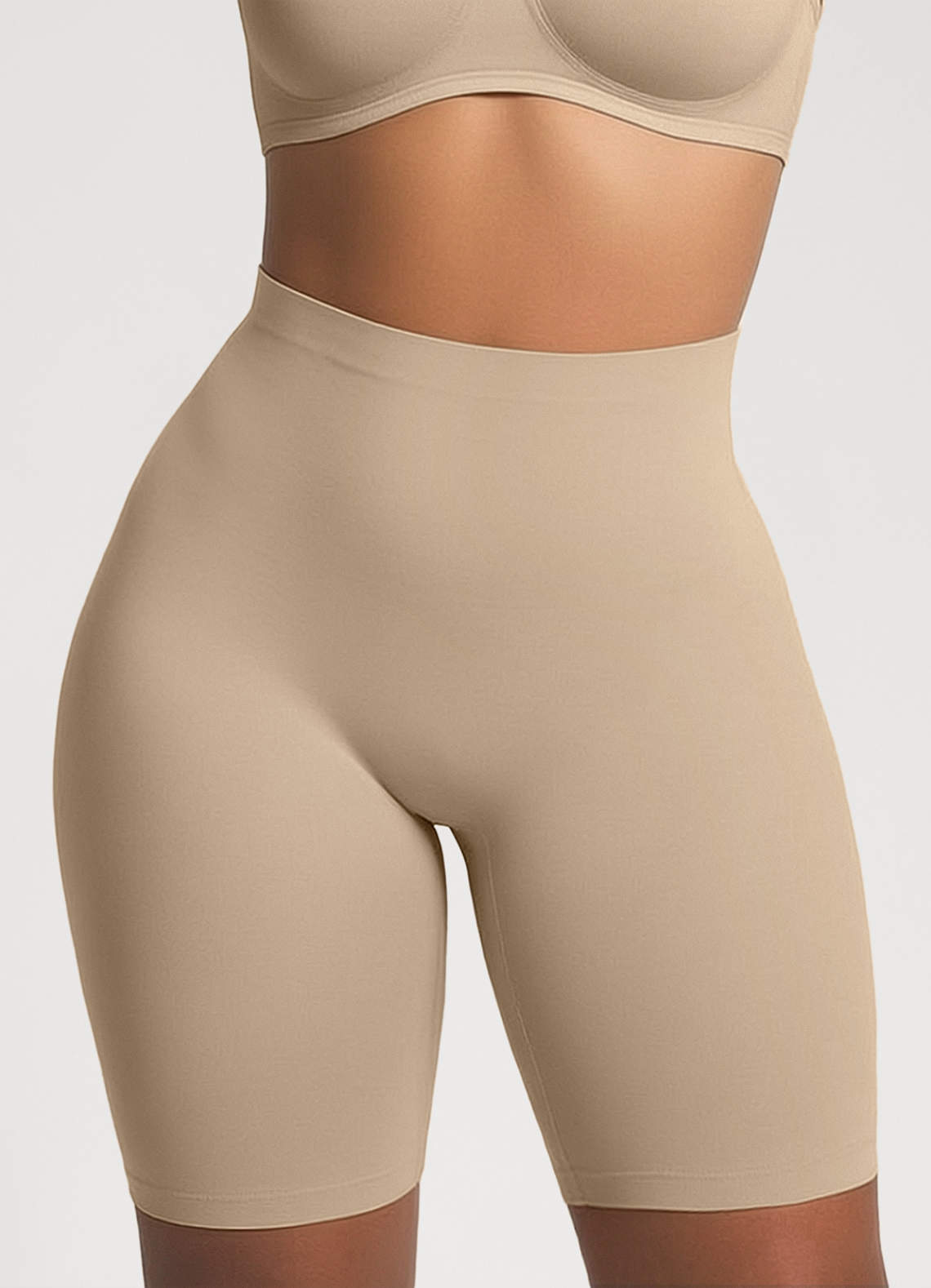 front Buttery-Soft Seamless High-Waist Tummy-Control Shapewear Shorts (Low-Cut Back)