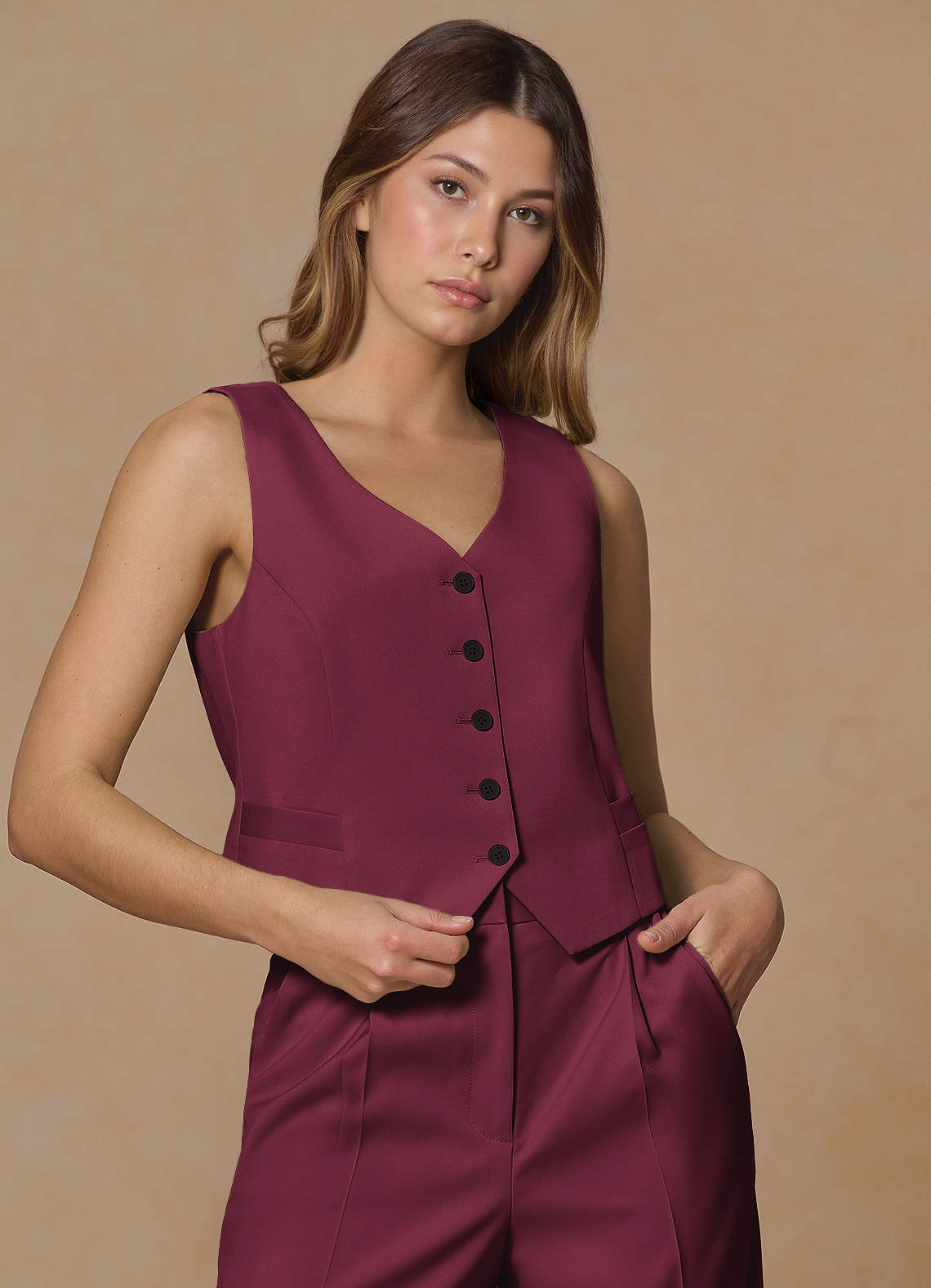 front Rowan Burgundy Refined Weave Performance vest