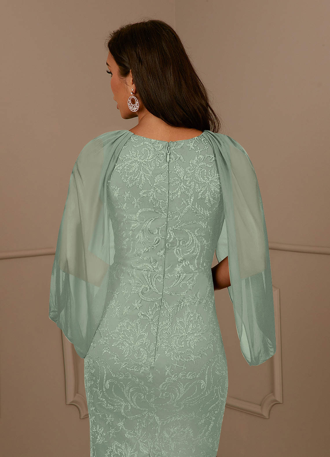 Azazie Mya Mother of the Bride Dresses Dusty Sage Sheath Scoop lace Lace Dress image4