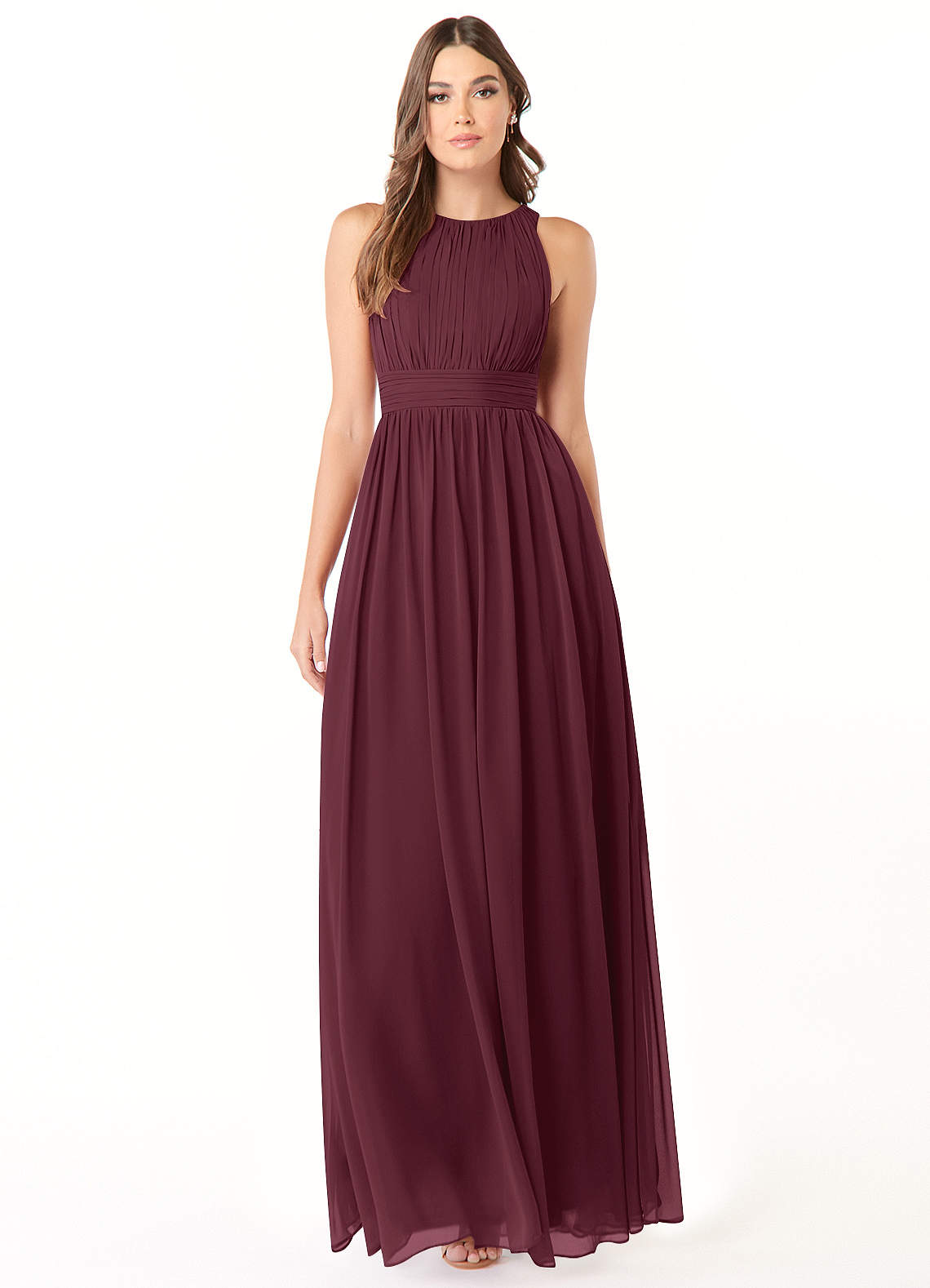 Azazie Luz Bridesmaid Dresses Cabernet A-Line Lace Chiffon Dress image1