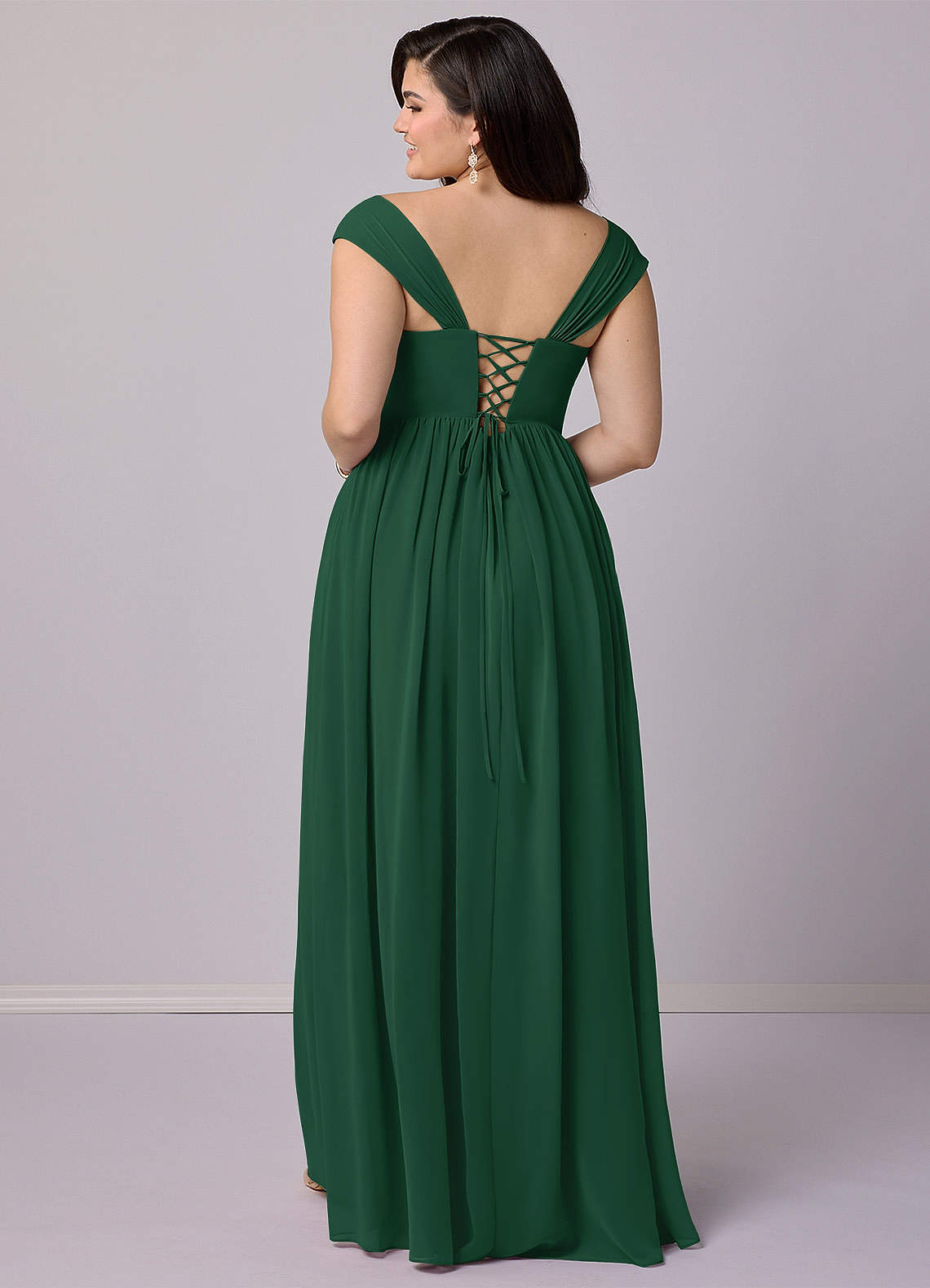 Barbie ♥ Azazie Bridesmaid Dresses Dark Green A-Line Corset Chiffon Dress image9