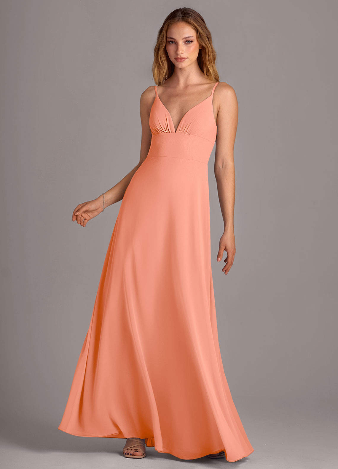 Azazie Amina Bridesmaid Dresses Sunset A-Line Chiffon Dress image1