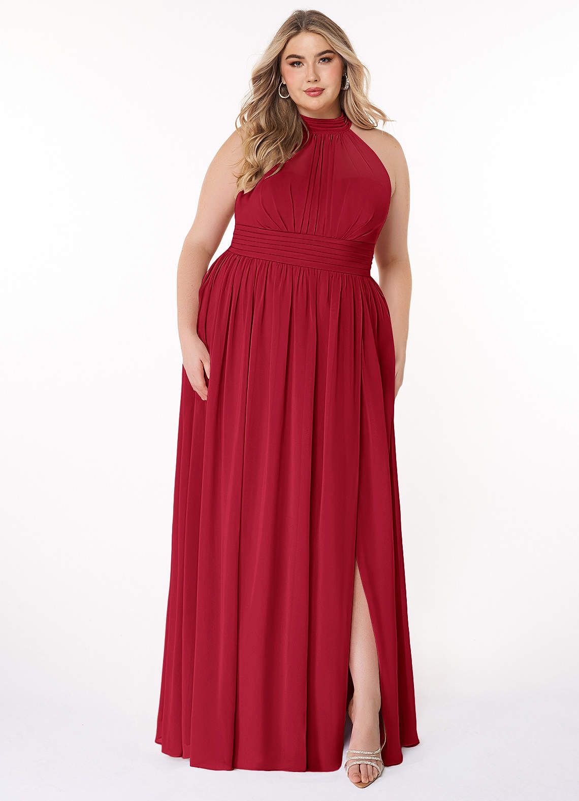 Azazie Iman Bridesmaid Dresses Scarlet A-Line A-Line Ruched Chiffon Dress image1