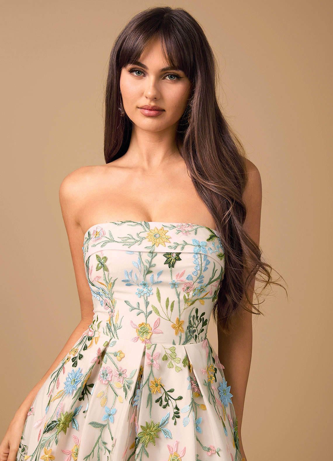 floral smocked mini dress Natural/Dusty Rose Floral Smocked Mini Dress I-73773WL-TLY-ZC Large