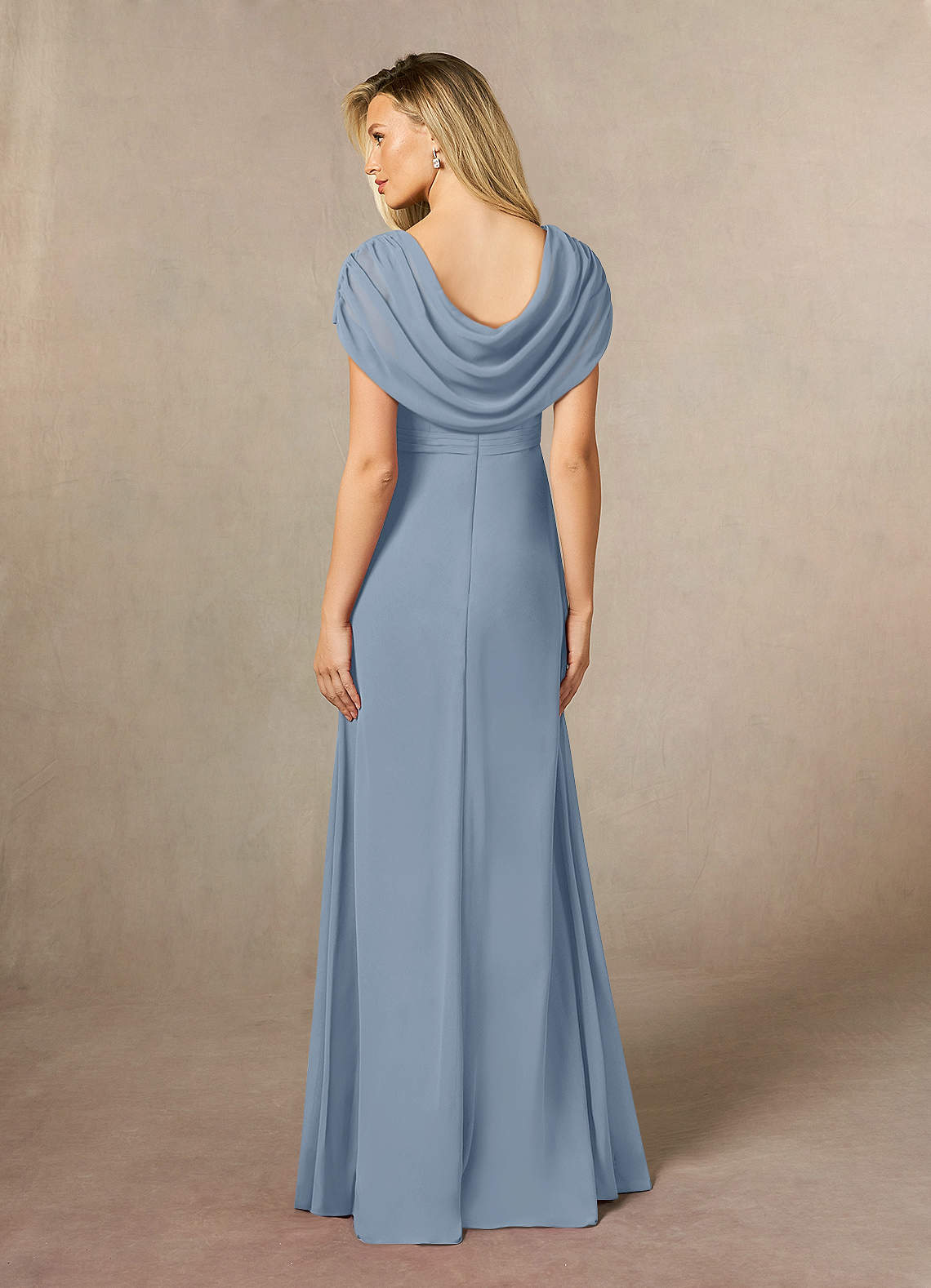 Azazie Mary Mother of the Bride Dresses Dusty Blue A-Line Side Slit Chiffon Dress image2