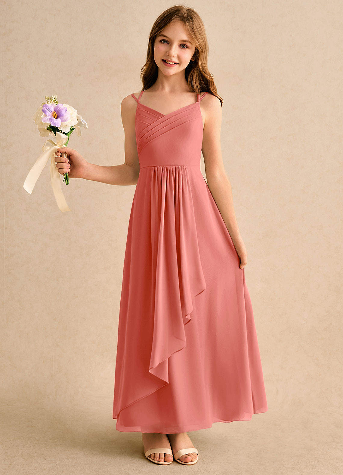 salmon chiffon dress Salmon Leaf Print Chiffon V-Neck Front Slit Maternity Dress PinkBlush