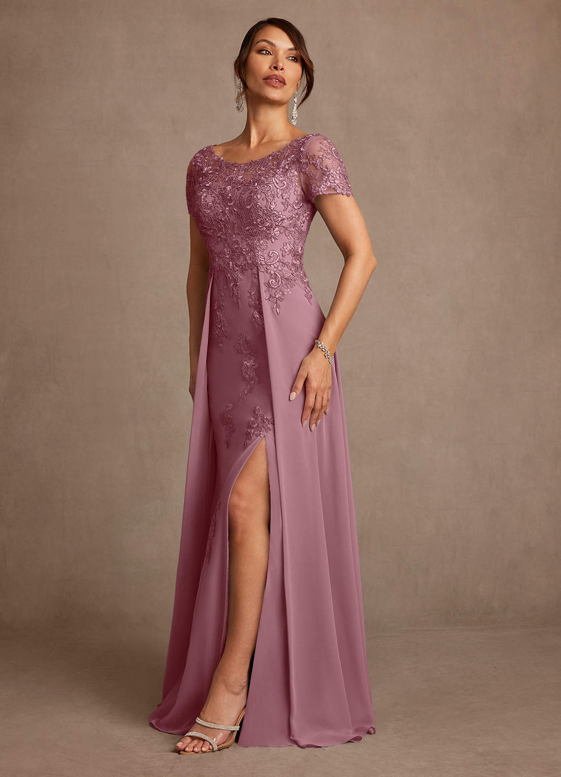mauve pink lace dress Mauve Floral Lace Trim Smocked Maxi Dress