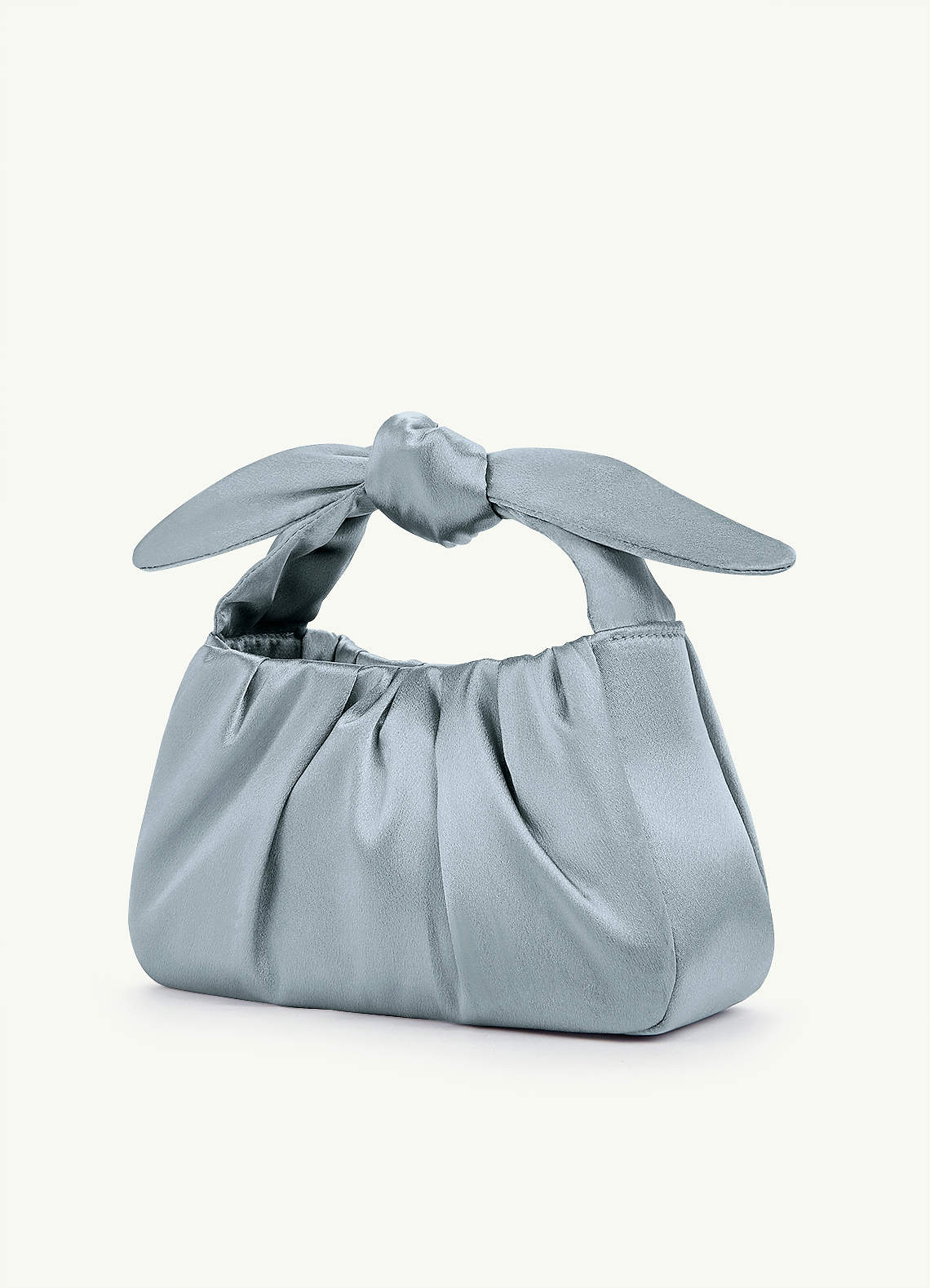 front Matching Color Metallic Satin Knotted Handle Handbag